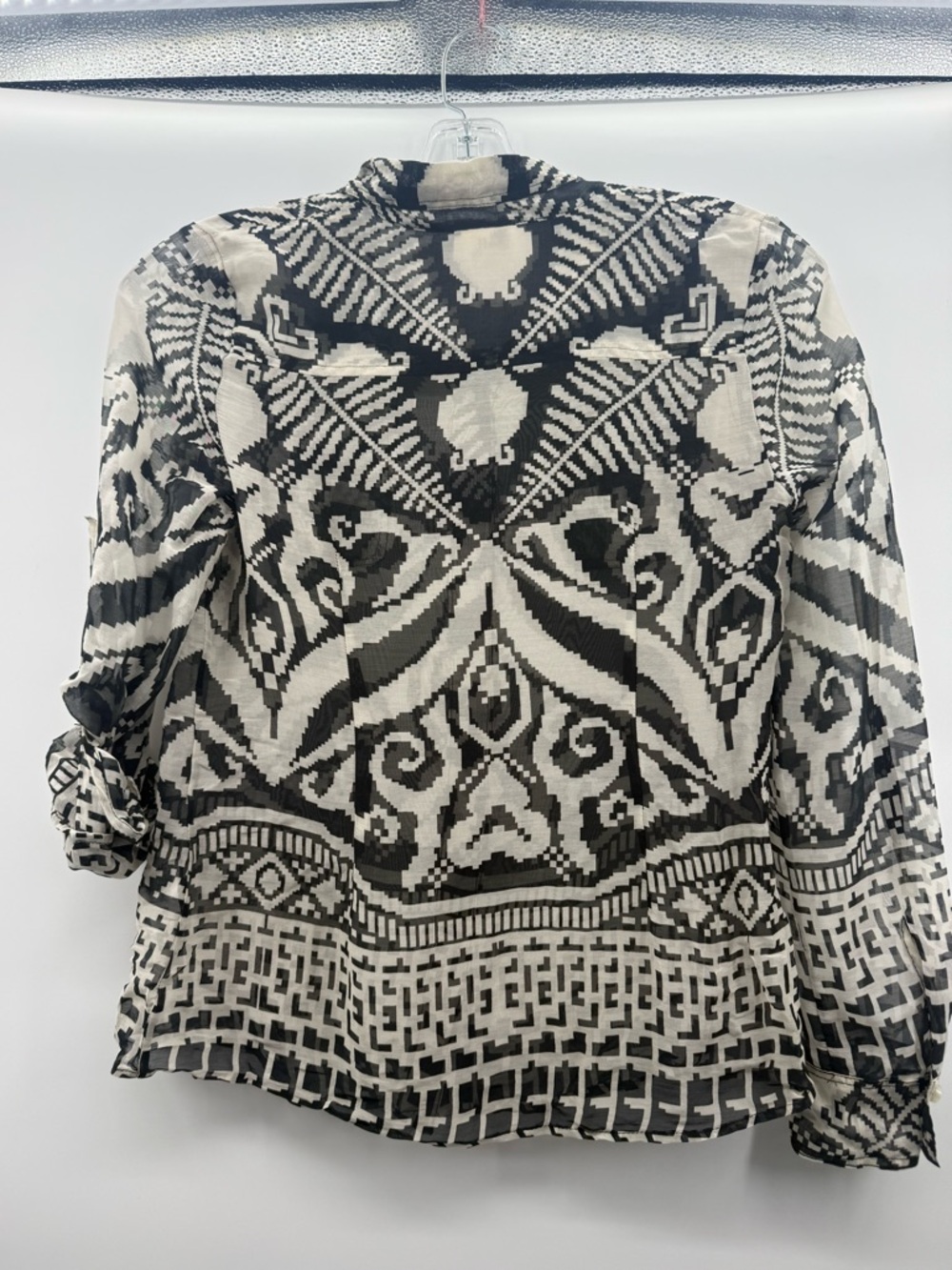 An original Milly of New York geometric print silk blend blouse size 4 - Picture 4 of 14